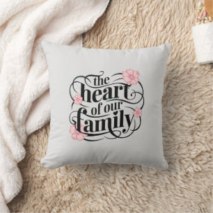 Pastel Grey Heartfelt Family Quote Cushion