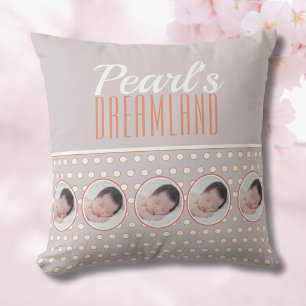 Pastel Grey Polka Dot Nursery Gift Cushion