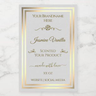 Pastel Grey Product Label Gold Frame Vintage Rose
