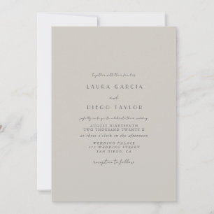 Pastel Grey Script Wedding Invitation