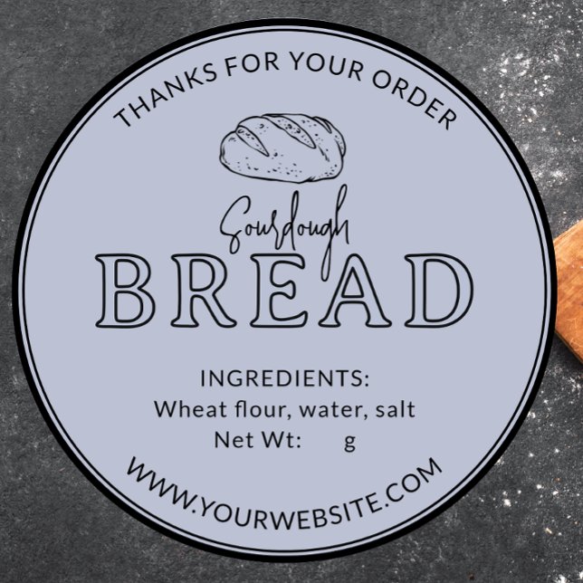 Pastel Grey Sourdough Bread Thank You Sticker (Creator Uploaded)