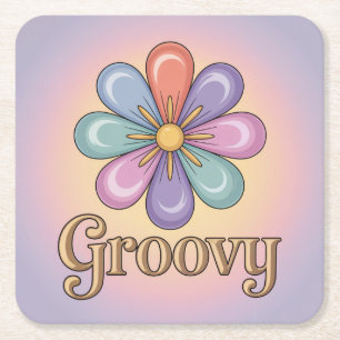 Pastel Groovy Flower Lavender Coaster Set