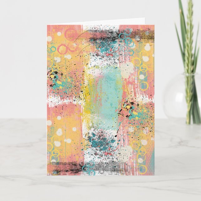 Pastel Grunge Abstract Birthday Card (Front)