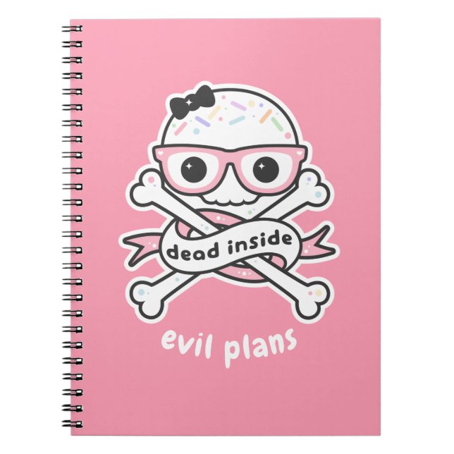 Pastel Grunge Dead Inside Skull Notebook (Front)