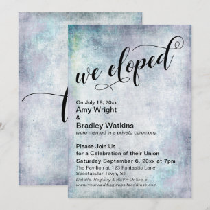 Pastel Grunge We Eloped Post Wedding Celebration Invitation