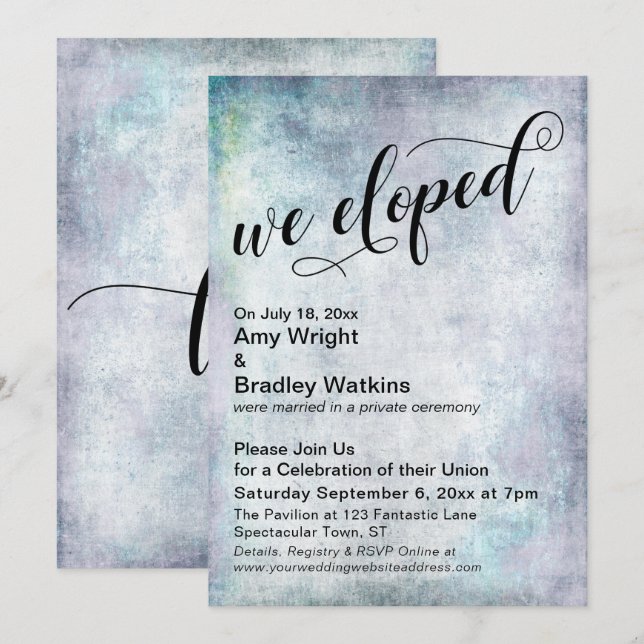Pastel Grunge We Eloped Post Wedding Celebration Invitation (Front/Back)