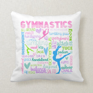 Pastel Gymnastics Words Typography Cushion