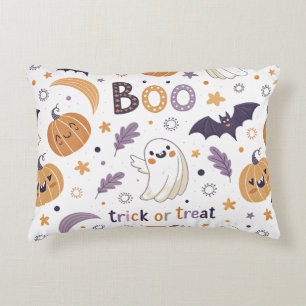 Pastel Halloween Accent Pillow – Cute Ghosts & Pum