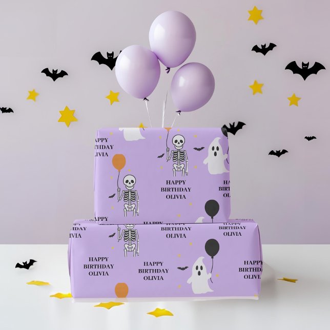 Pastel Halloween Birthday Wrapping Paper (Creator Uploaded)