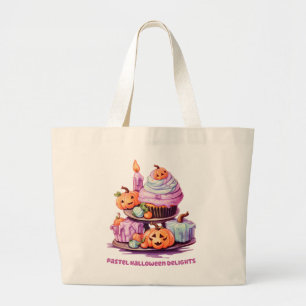 Pastel Halloween Delights – Enchanting Pastel Cake Large Tote Bag
