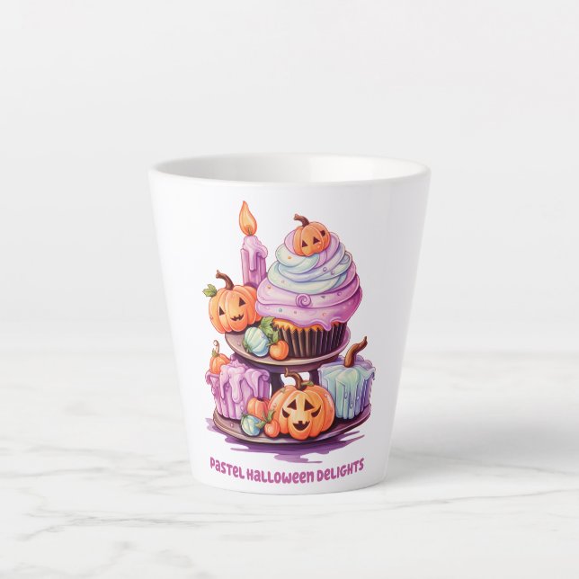 Pastel Halloween Delights – Enchanting Pastel Cake Latte Mug (Front)
