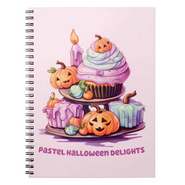 Pastel Halloween Delights – Enchanting Pastel Cake Notebook (Front)