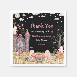 Pastel Halloween Little Boo Girl Baby Shower Napkin