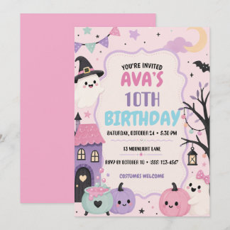 Pastel Halloween Pumpkin Party (Birthday) Invitation