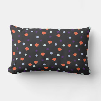 Pastel Halloween Seashells & Sea Stars in Black Lumbar Cushion
