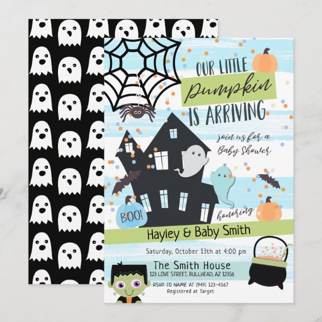 Pastel Halloween Watercolor Baby Shower Invitation (Front/Back)