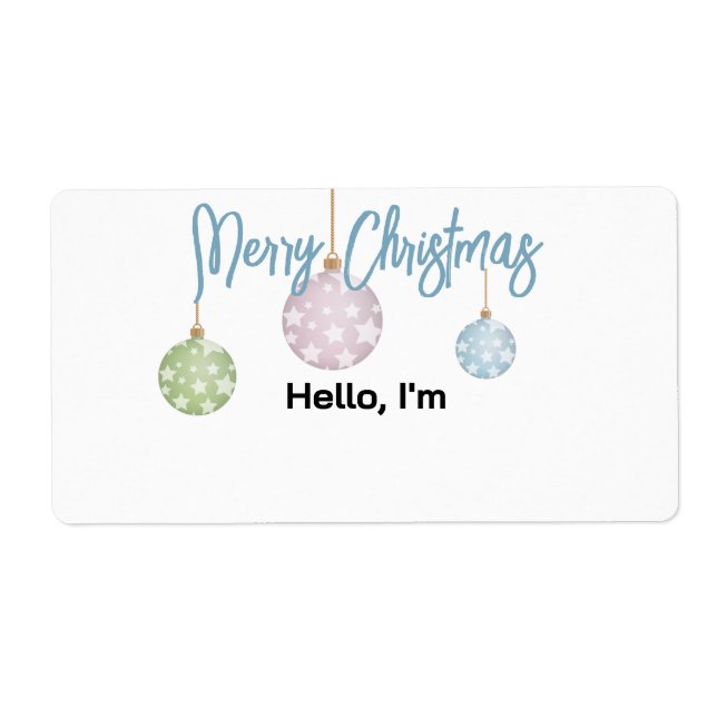 Pastel Hanging Christmas Ornaments Paper Name Tag (Front)