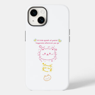 Pastel Happiness Cute Cats Doodle Aesthetic Phone Case-Mate iPhone 14 Case