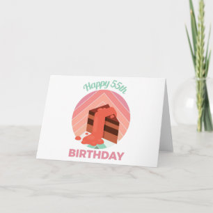 Pastel Happy 55th Birthday Party Cake Piece Card