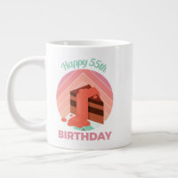 Pastel Happy 55th Birthday Party Cake Piece