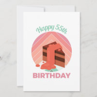 Pastel Happy 55th Birthday Party Cake Piece