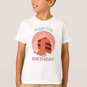 Pastel Happy 55th Birthday Party Cake Piece T-Shirt