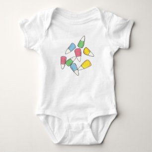 Pastel Happy Easter Basket Candy Corn Candies Baby Bodysuit