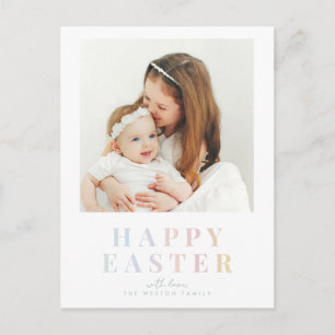 Pastel Happy Easter Family Photo Postcard