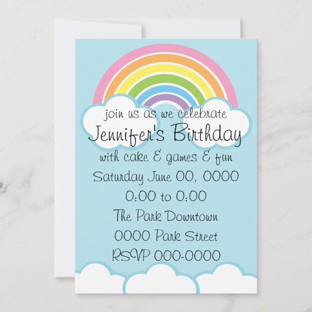 Pastel Happy Little Rainbow Invitation (Front)