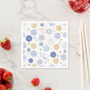 Pastel Happy New Year Napkins – Fireworks Pattern