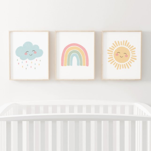 Pastel Happy Rainbow Sun Cloud Girl Nursery Decor (Creator Uploaded)