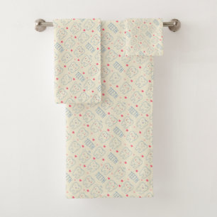 Pastel Happy Teeth Pattern Bath Towel Set