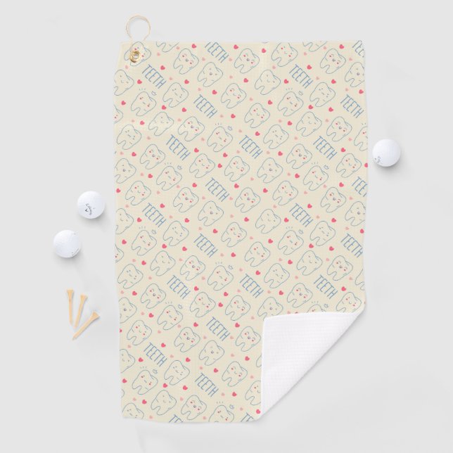 Pastel Happy Teeth Pattern Golf Towel (InSitu)