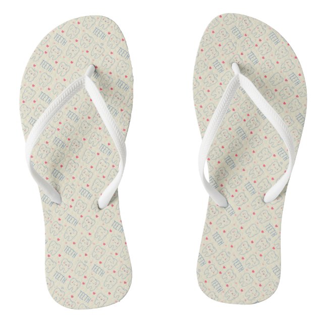 Pastel Happy Teeth Pattern Jandals (Footbed)