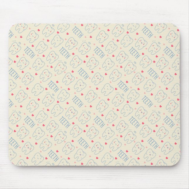 Pastel Happy Teeth Pattern Mouse Pad (Front)