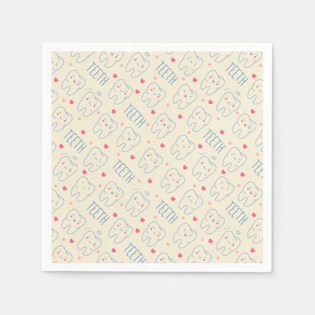 Pastel Happy Teeth Pattern Napkin (Front)