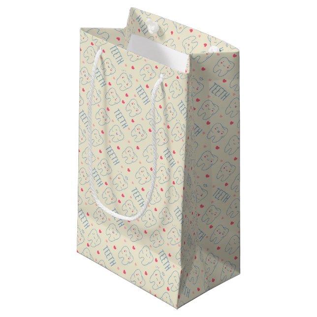 Pastel Happy Teeth Pattern Small Gift Bag (Front Angled)