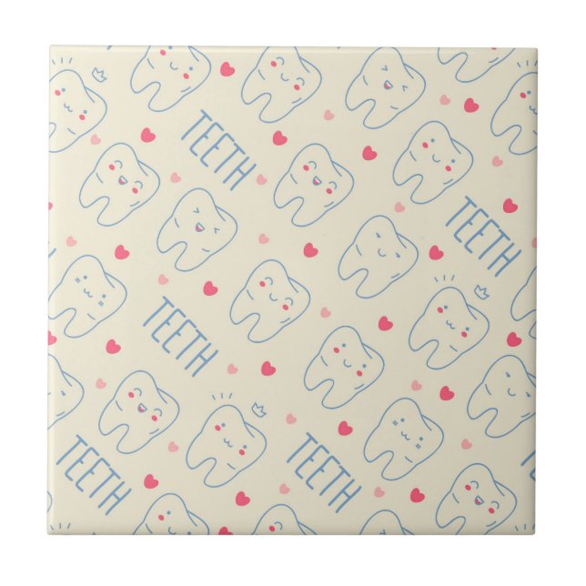 Pastel Happy Teeth Pattern Tile (Front)