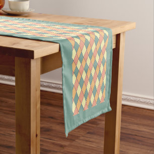 Pastel Harlequin Diamond Kitchen Decor Short Table Runner