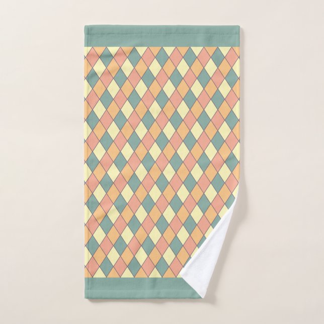 Pastel Harlequin Diamond Pattern Decor Hand Towel (Hand Towel)