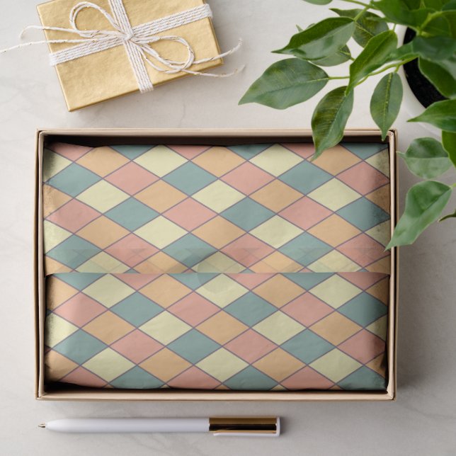 Pastel Harlequin Diamond Pattern Gift Wrapping Tissue Paper (Gift)