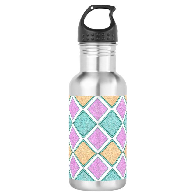 Pastel Harlequin Prism Diamond Pattern 532 Ml Water Bottle (Front)