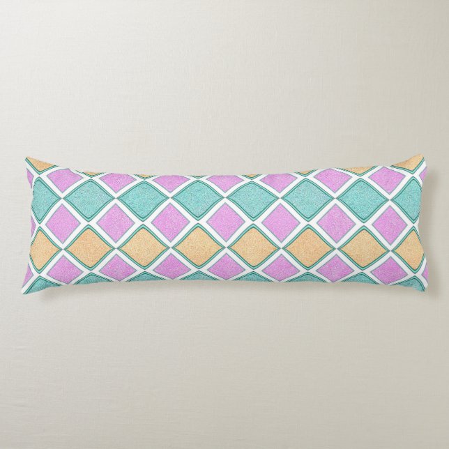  Pastel Harlequin Prism Diamond Pattern Body Cushion (Front)