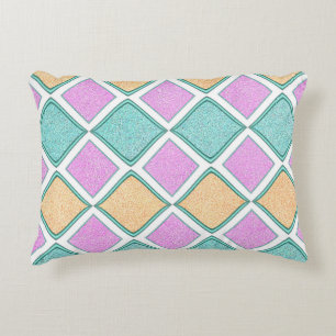 Pastel Harlequin Prism Diamond Pattern Decorative Cushion