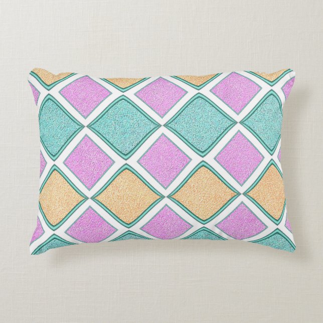  Pastel Harlequin Prism Diamond Pattern Decorative Cushion (Front)