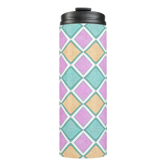  Pastel Harlequin Prism Diamond Pattern Thermal Tumbler (Front)