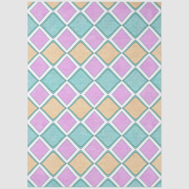  Pastel Harlequin Prism Diamond Pattern Tissue Paper (Front)