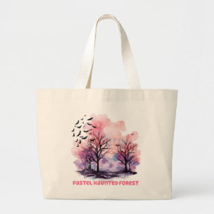 Pastel Haunted Forest – Spooky-Cute Pastel Purple Large Tote Bag