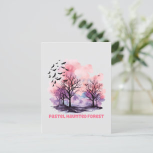 Pastel Haunted Forest – Spooky-Cute Pastel Purple Postcard