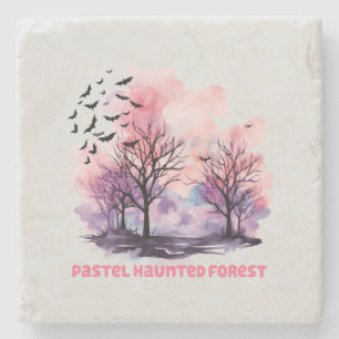 Pastel Haunted Forest – Spooky-Cute Pastel Purple Stone Coaster